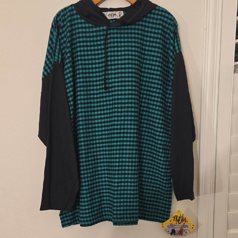 Lange Blue and Black Checkered Hoodie